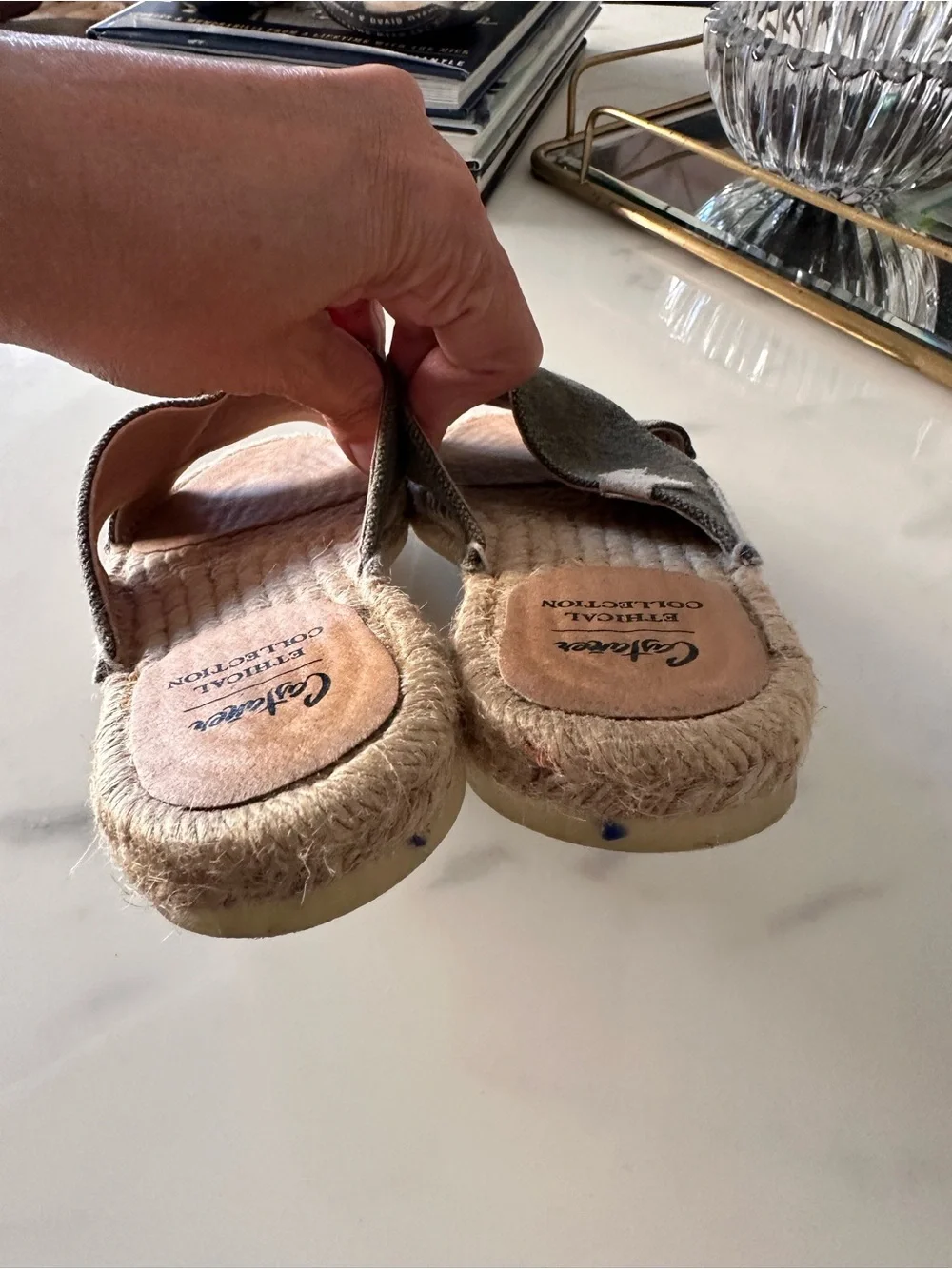 CASTAÑER ESPADRILLE SLIDES SANDALS GREEN SIZE 38